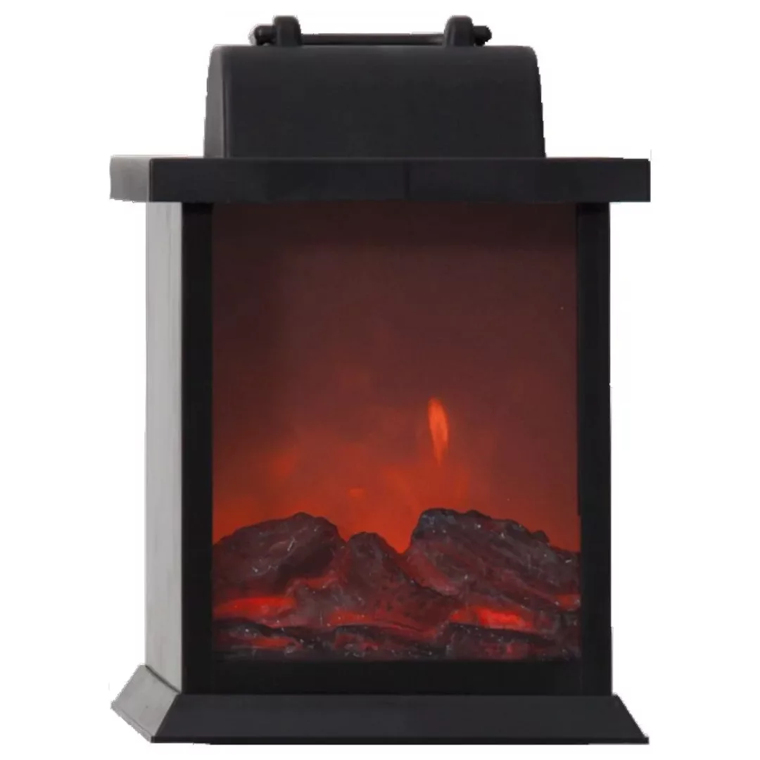 LED Laterne Fireplace in Schwarz mit Timerfunktion günstig online kaufen
