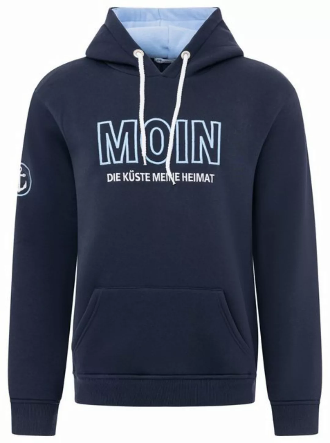 Zwillingsherz Hoodie "Moin" Herren mit gesticktem Schriftzug und Ankermotiv günstig online kaufen