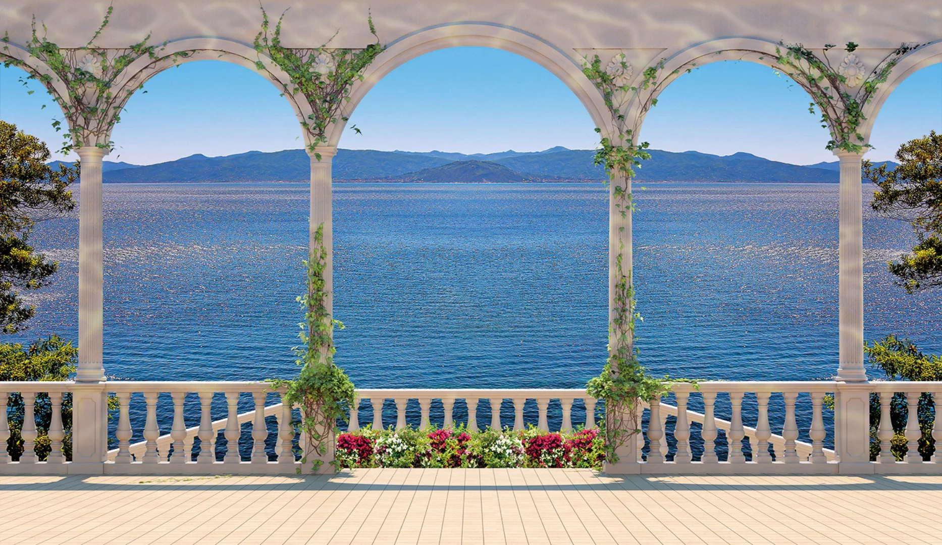 Papermoon Fototapete »Terrace with Colonnade« günstig online kaufen
