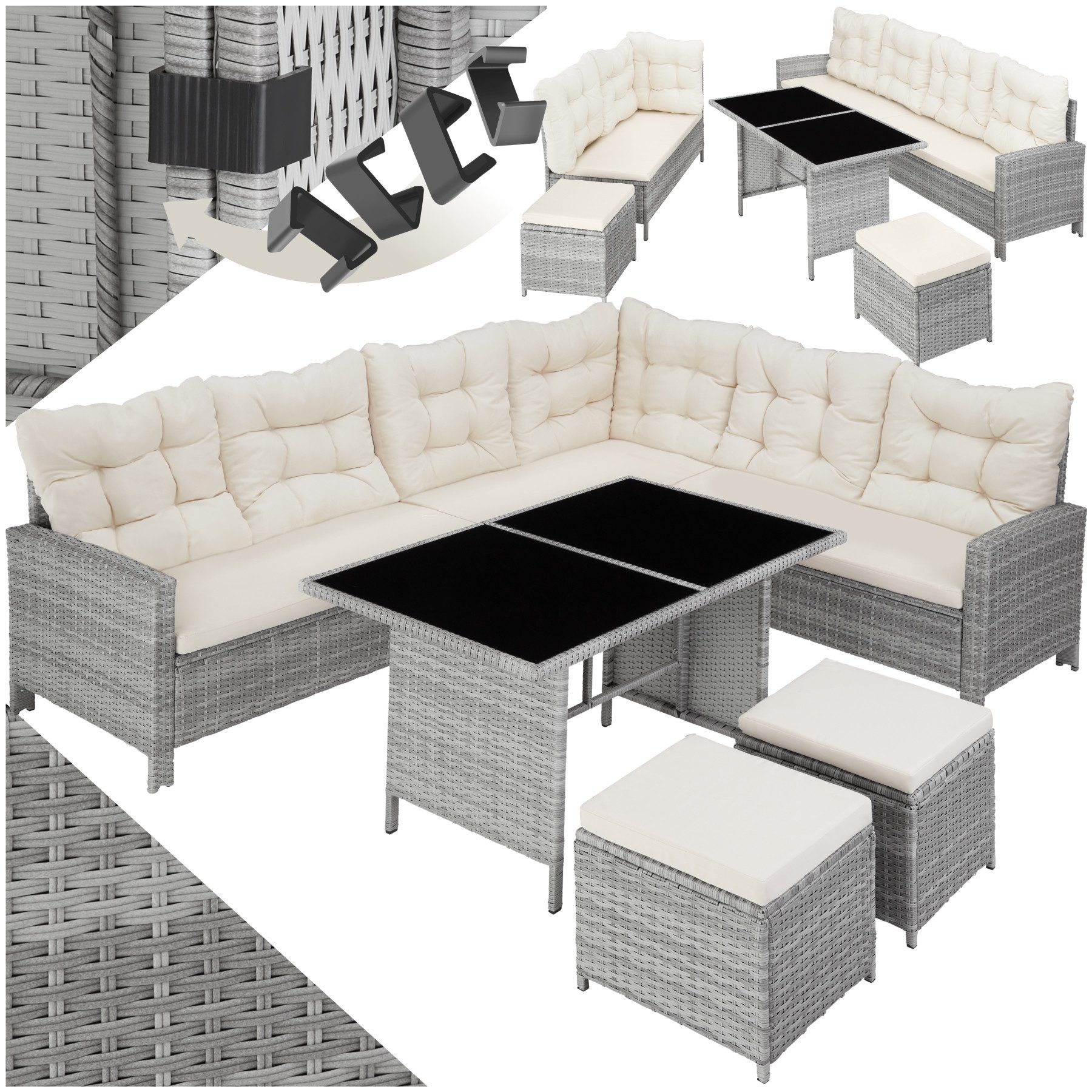 tectake Loungeset Rattan Lounge, (Set., 6-tlg), günstig online kaufen
