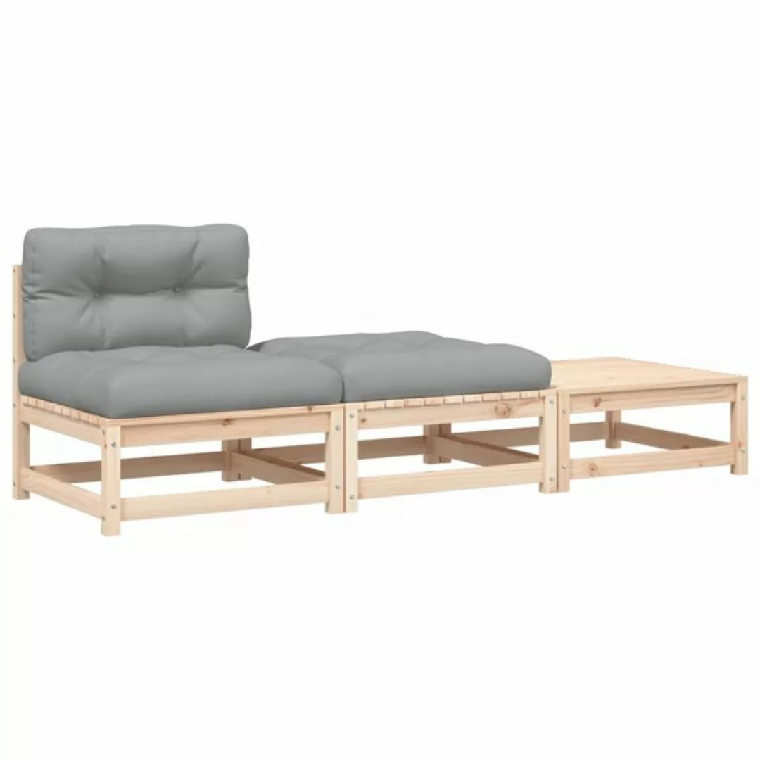 vidaXL Sofa, Gartensofa ohne Armlehnen mit Kissen und Hockern günstig online kaufen