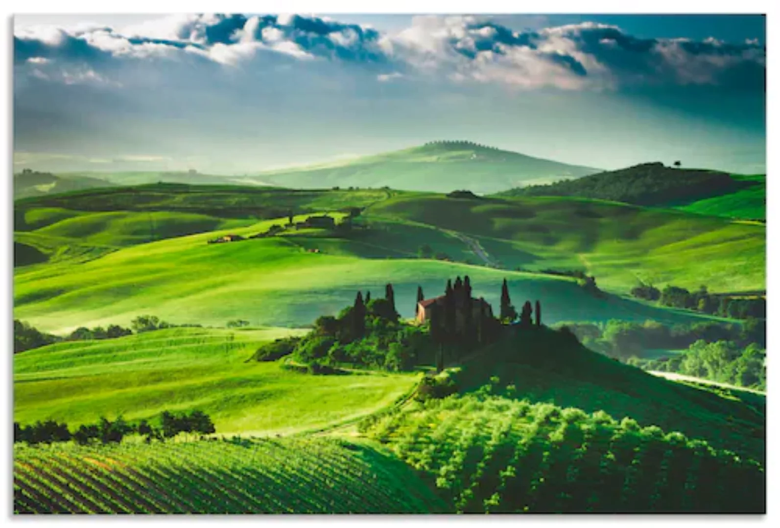 Artland Wandbild "Sonnenaufgang über einer Olivenfarm", Felder, (1 St.) günstig online kaufen