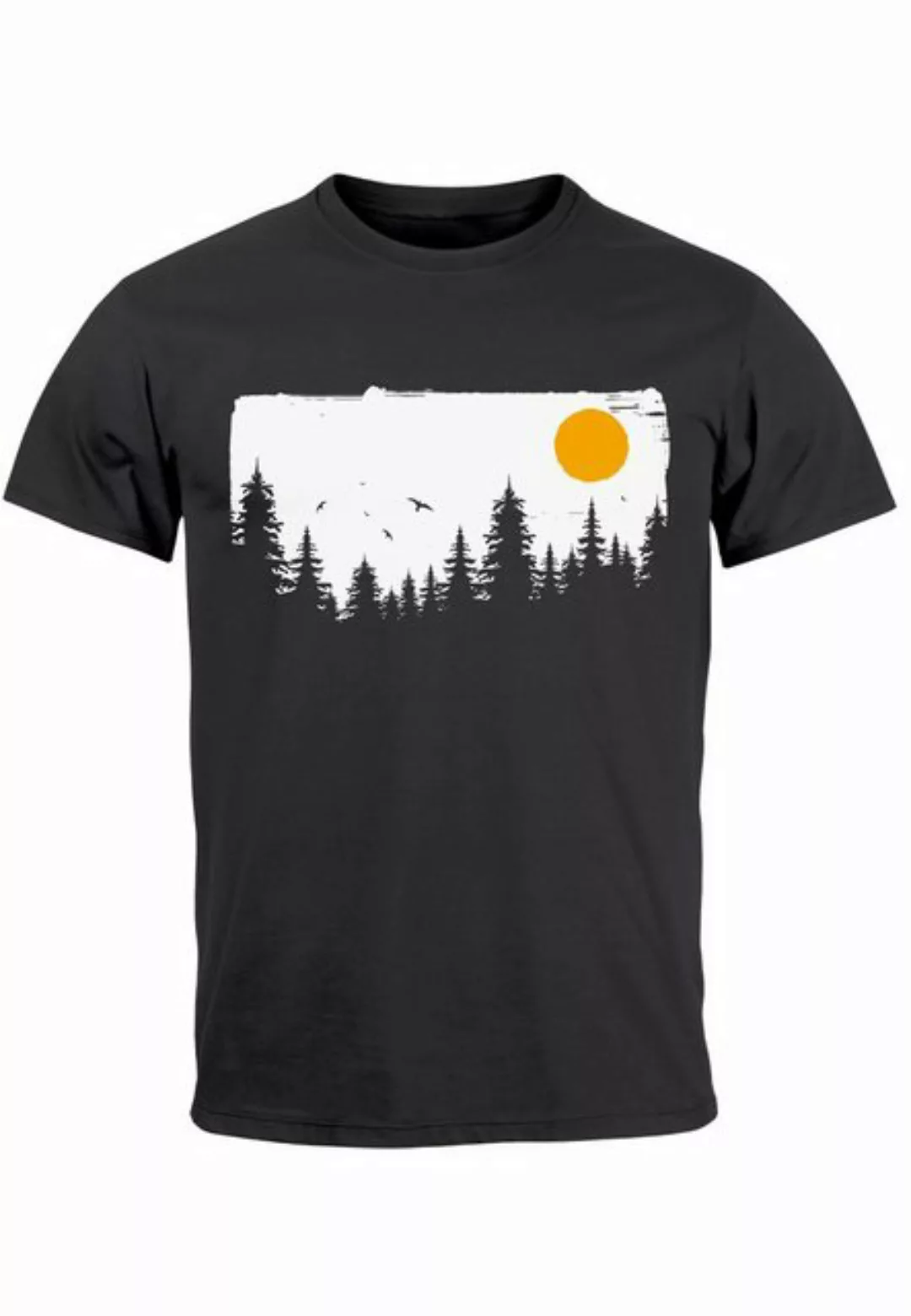 Neverless Print-Shirt Herren T-Shirt Wald Bäume Outdoor Adventure Abenteuer günstig online kaufen