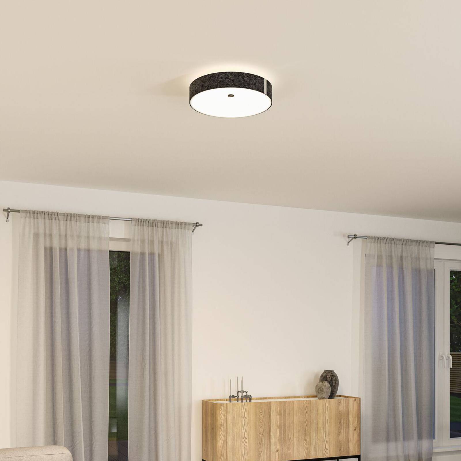 Paulmann LED-Deckenlampe Malika, anthrazit, Filz, 3-step-dim günstig online kaufen