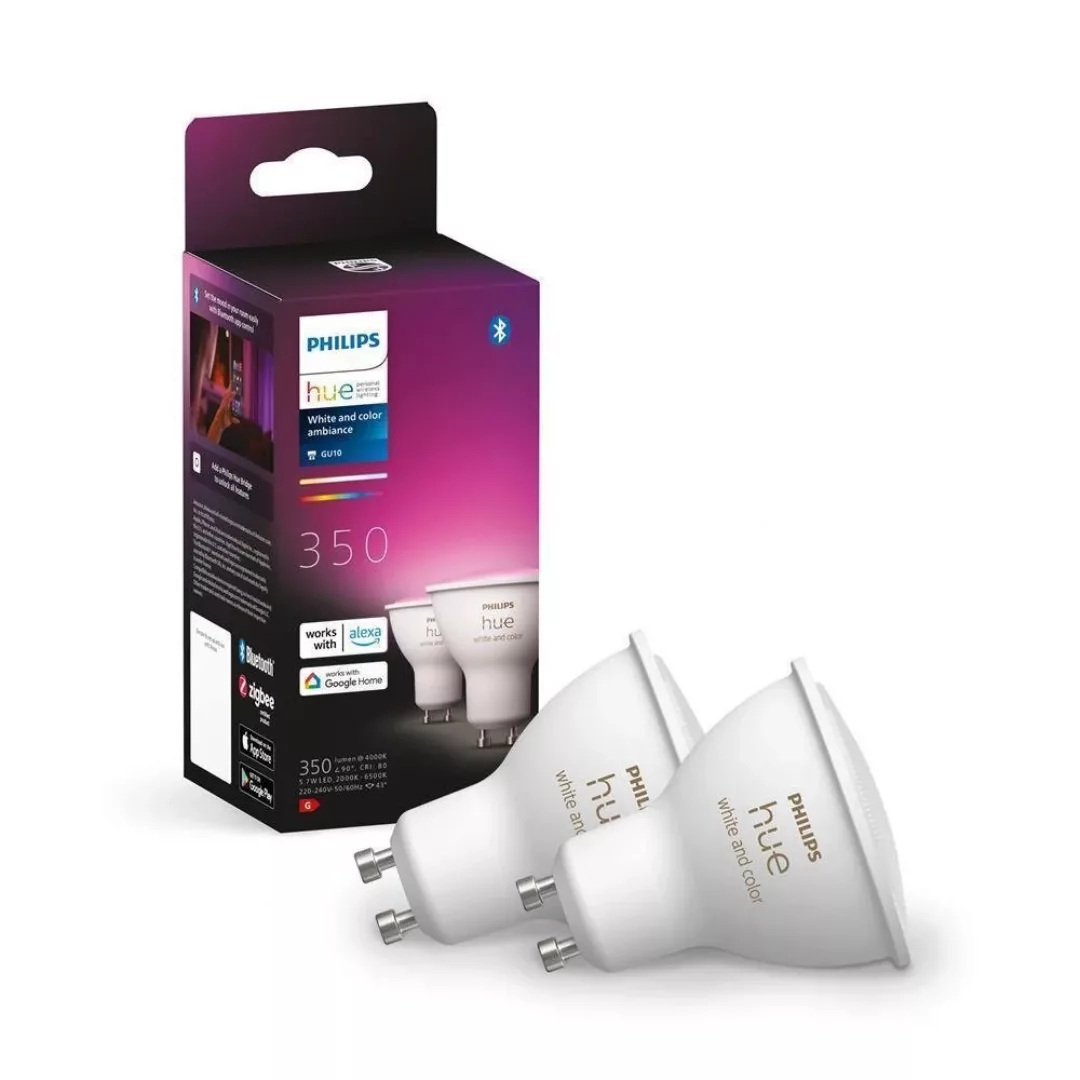 Philips Hue Bluetooth White & Color Ambiance LED GU10 5,7W 350lm Doppelpack günstig online kaufen