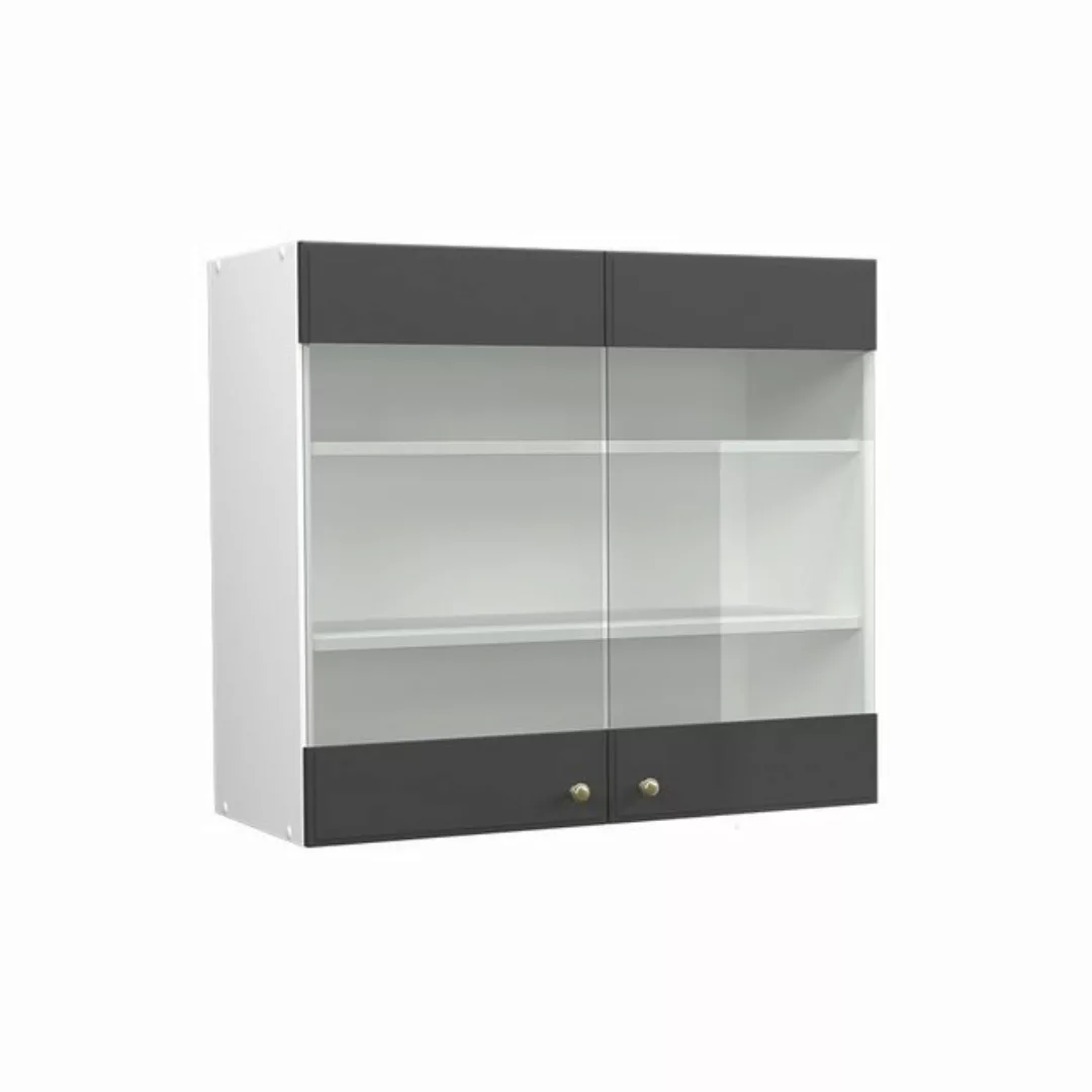 Vicco Glashängeschrank Fame-Line, Anthrazit-Gold/Weiß, 80 cm günstig online kaufen