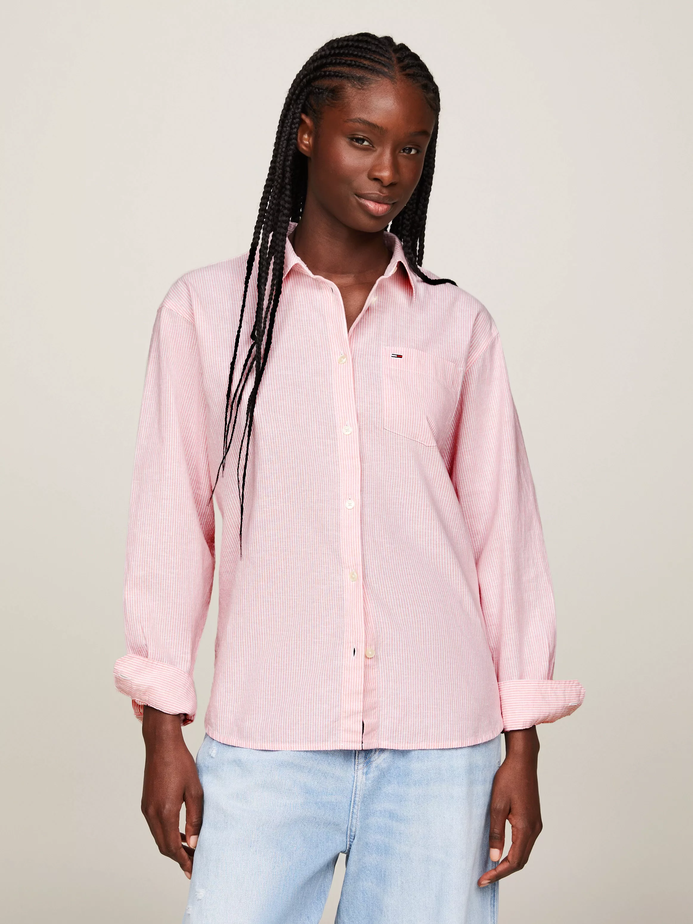 Tommy Jeans Hemdbluse "TJW BOXY STRIPE LINEN SHIRT", im modischem Streifen günstig online kaufen