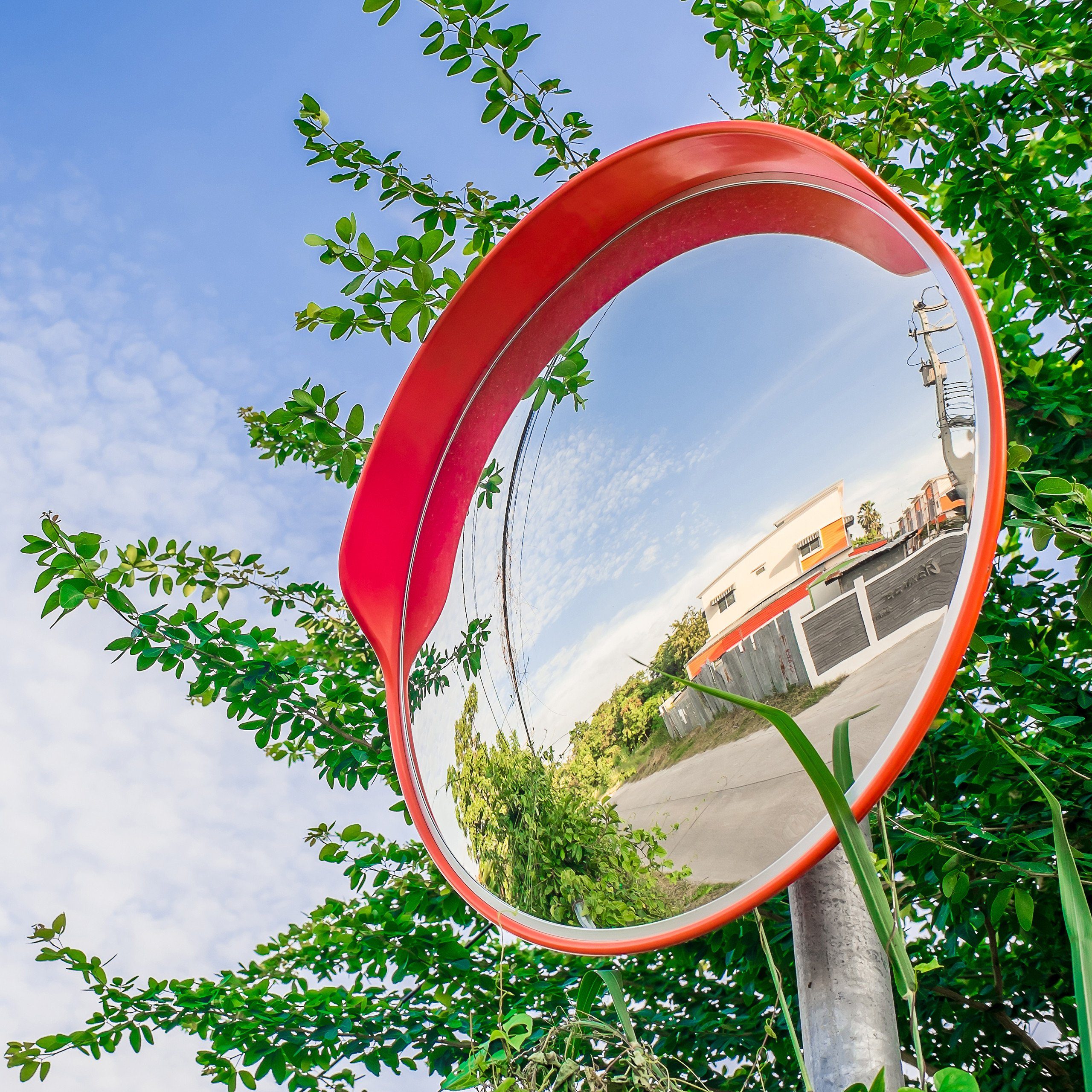 relaxdays Wandspiegel Verkehrsspiegel 60 cm rot günstig online kaufen