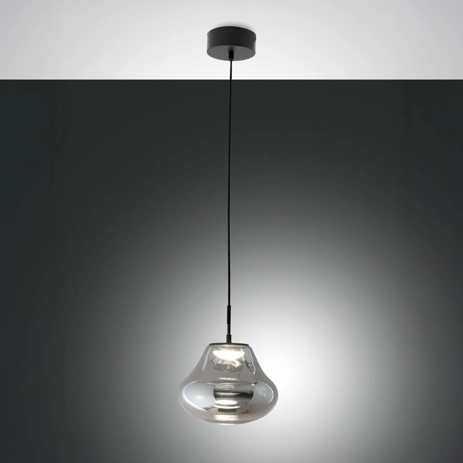 LED-Pendelleuchte Deva, grau, Glas, Ø 25 cm, CCT, dimmbar günstig online kaufen
