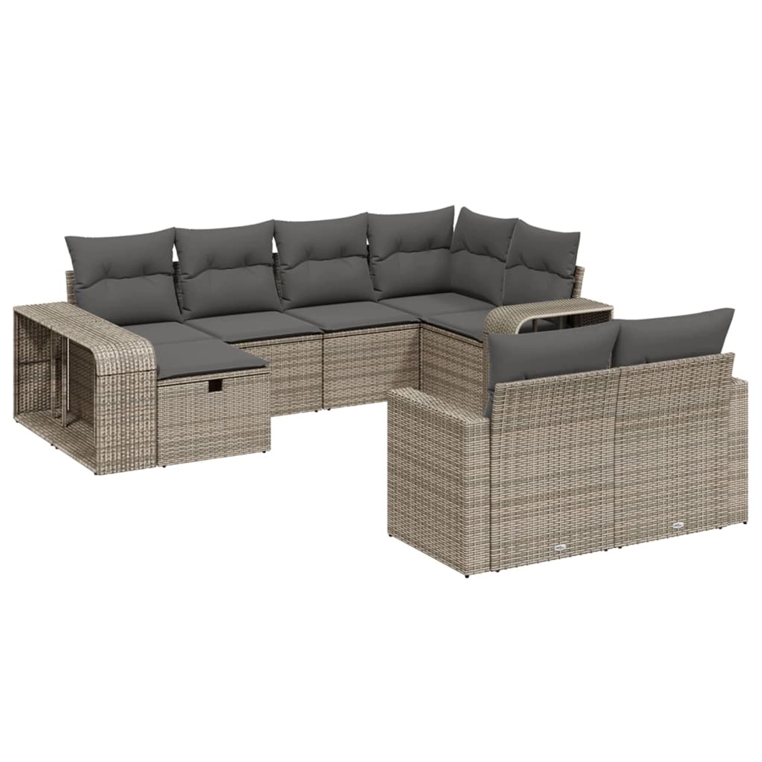 vidaXL 10-Tlg Garten-Sofagarnitur mit Kissen Grau Poly Rattan 3266240 günstig online kaufen
