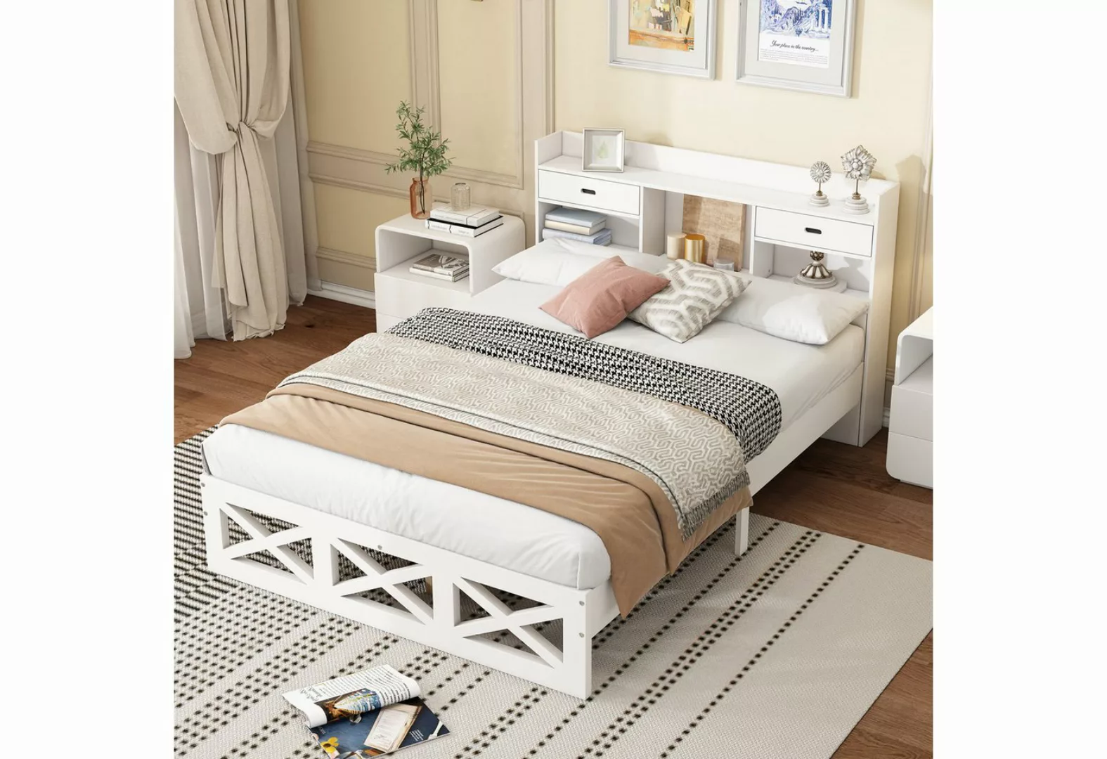 TavilaEcon Holzbett Doppelbett Jugendbett mit Aufbewahrungsfunktion, 140x20 günstig online kaufen