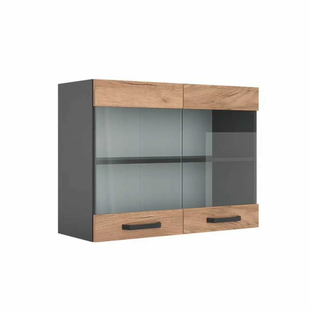 Vicco Glashängeschrank R-Line, Goldkraft Eiche/Anthrazit, 80 cm günstig online kaufen