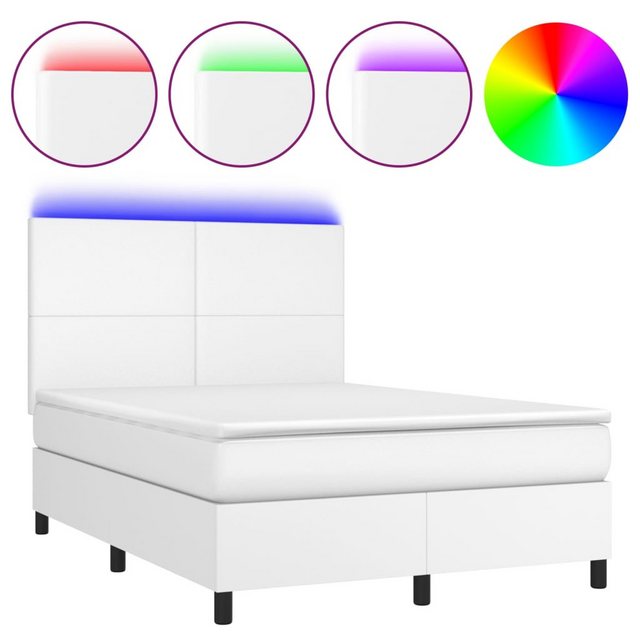 vidaXL Boxspringbett Boxspringbett mit Matratze & LED Kunstleder (140 x 190 günstig online kaufen