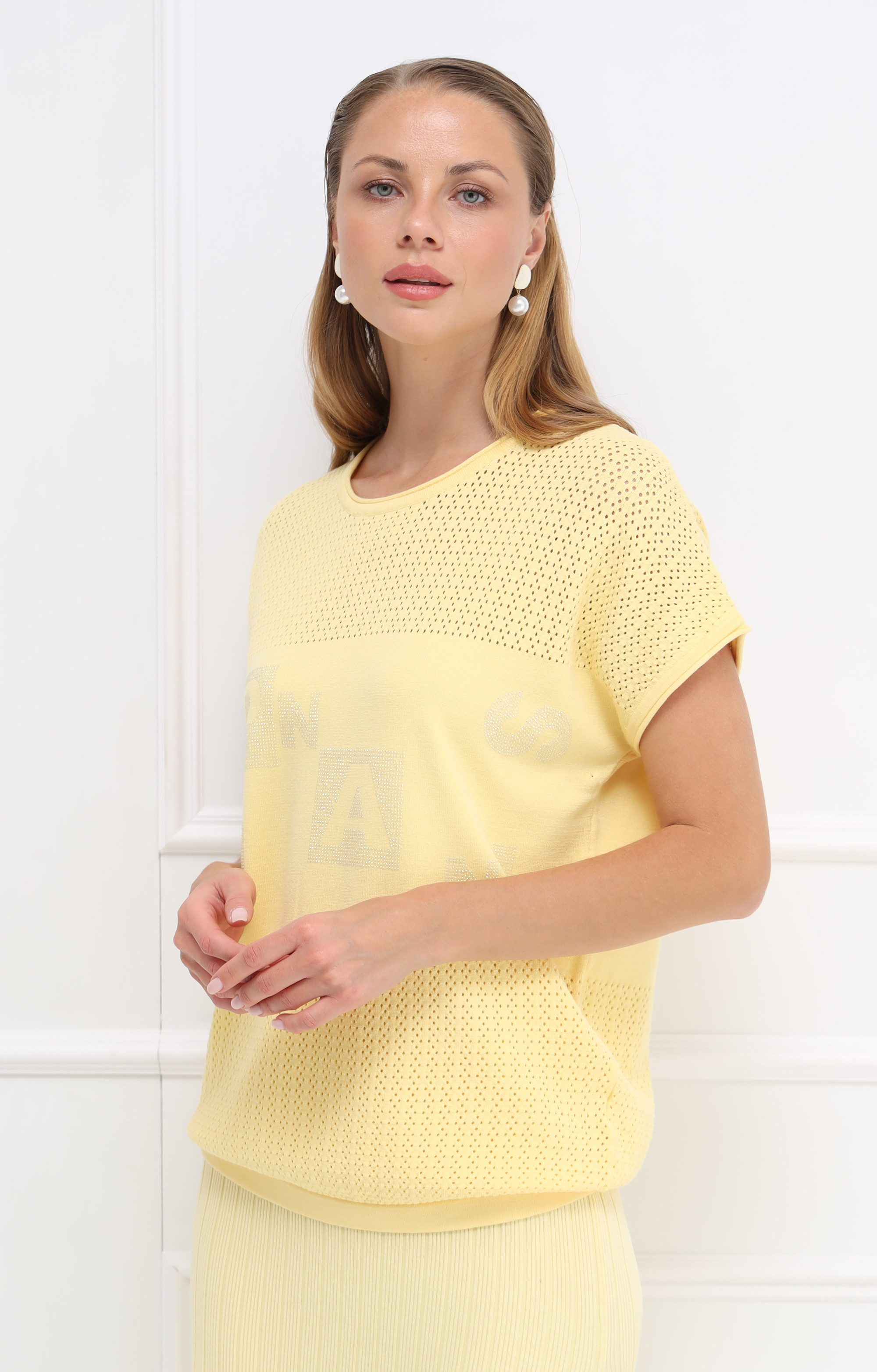 Passioni T-Shirt aus Strick mit Strassdetails günstig online kaufen