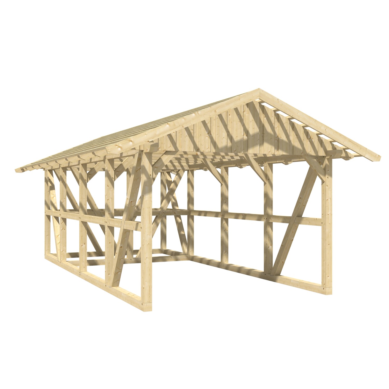 Skan Holz Carport Schwarzwald m. Dachlattung u. Abstellr. 424 x 772 cm Natu günstig online kaufen