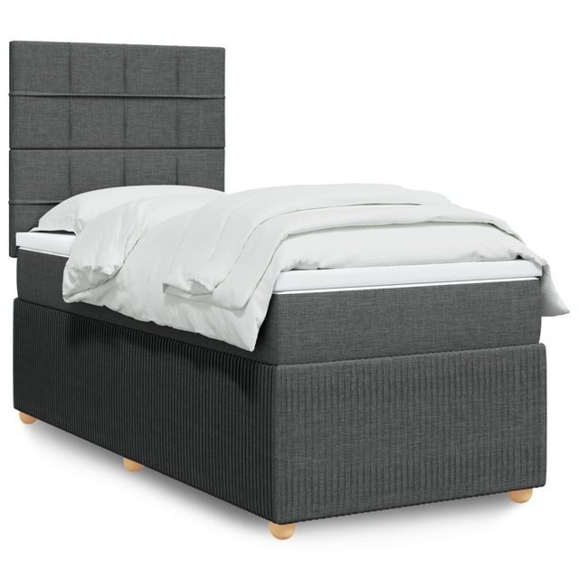 vidaXL Boxspringbett, Boxspringbett mit Matratze Dunkelgrau 90x190 cm Stoff günstig online kaufen