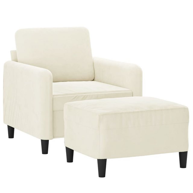 vidaXL Sofa Sessel mit Hocker Creme 60 cm Samt günstig online kaufen