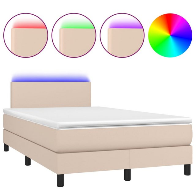 vidaXL Boxspringbett, Boxspringbett mit Matratze & LED Cappuccino-Braun 120 günstig online kaufen