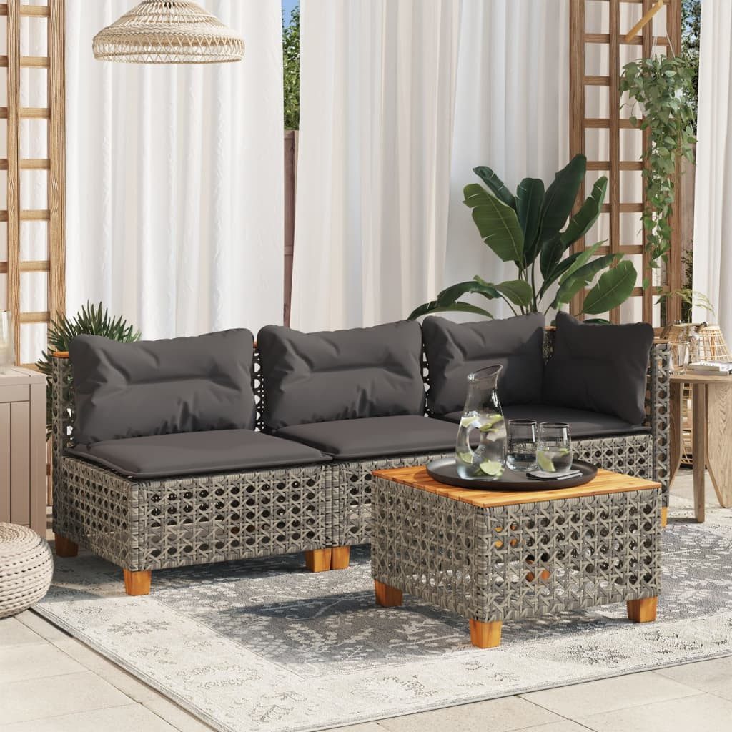 vidaXL Gartenlounge-Set, Garten-Ecksofa mit Kissen Grau günstig online kaufen