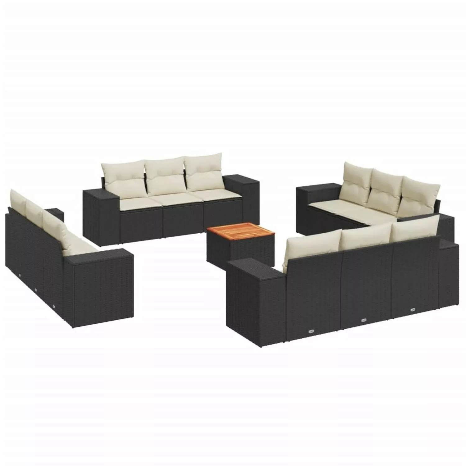 vidaXL 13-tlg Garten-Sofagarnitur mit Kissen Schwarz Poly Rattan Modell 34 günstig online kaufen