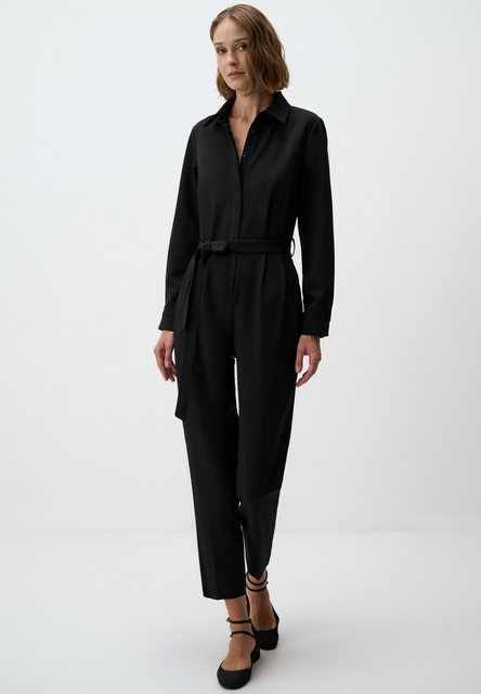 Jimmy Key Shirtbluse Hemdkragen Taille Gürtel Detailliert Gewebt Jumpsuit günstig online kaufen