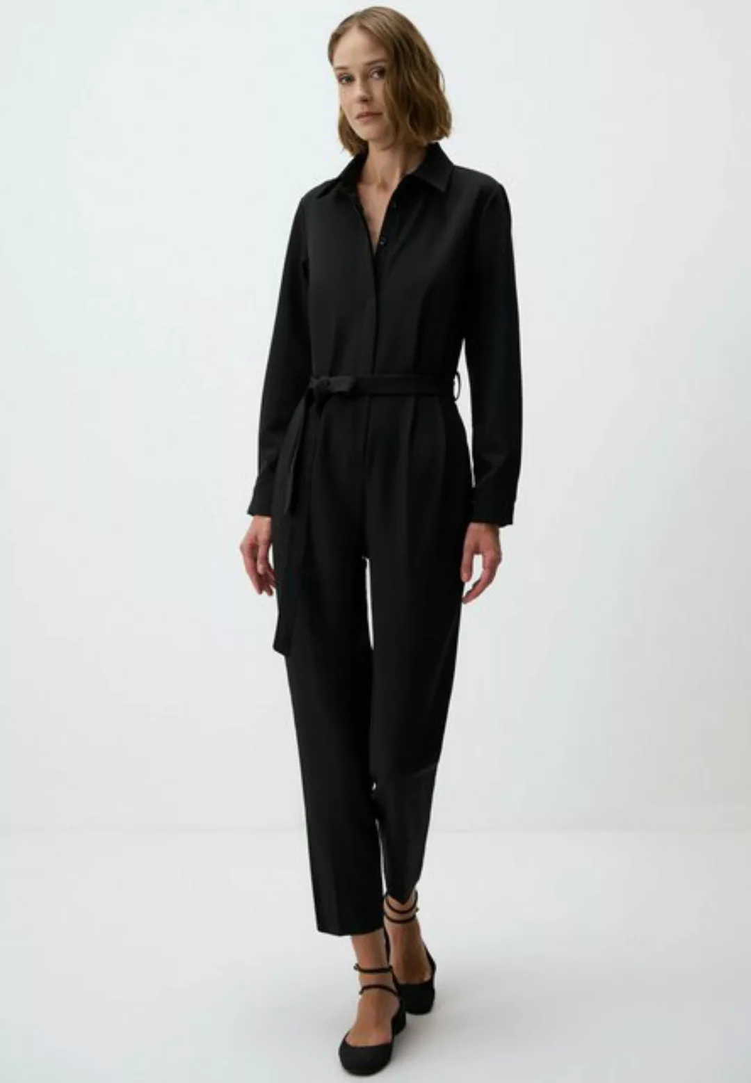 Jimmy Key Jumpsuit Hemdkragen Taille Gürtel Detailliert Gewebt Jumpsuit günstig online kaufen