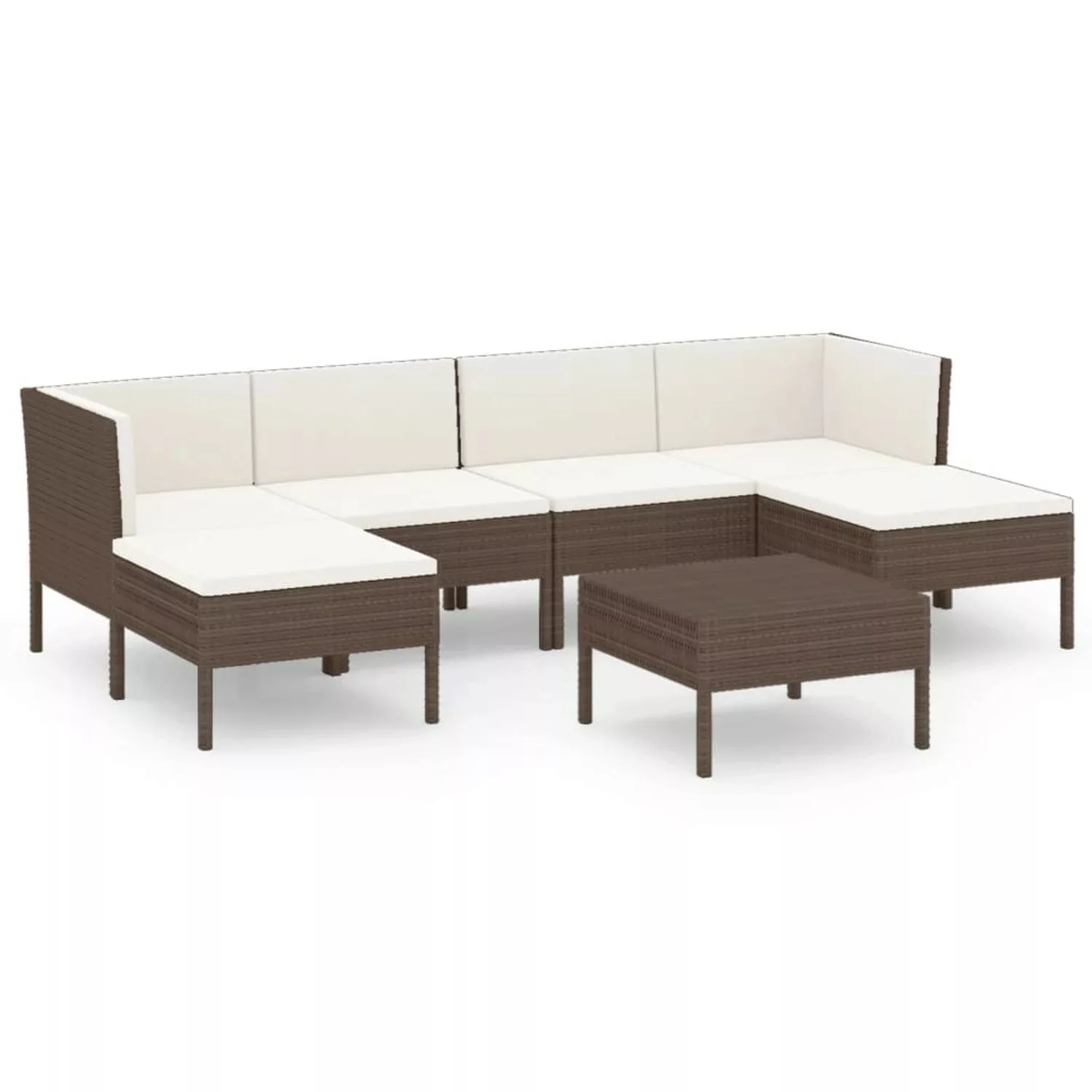 7-tlg. Garten-lounge-set Mit Auflagen Poly Rattan Braun günstig online kaufen