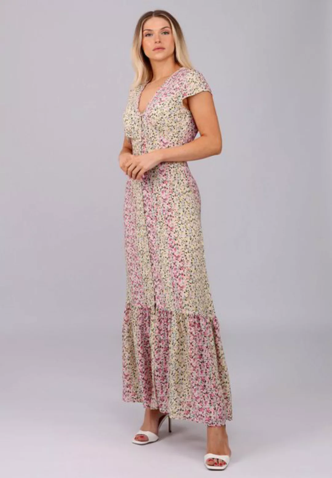 YC Fashion & Style Sommerkleid Maxikleid mit Taillenbindung Alloverdruck, B günstig online kaufen