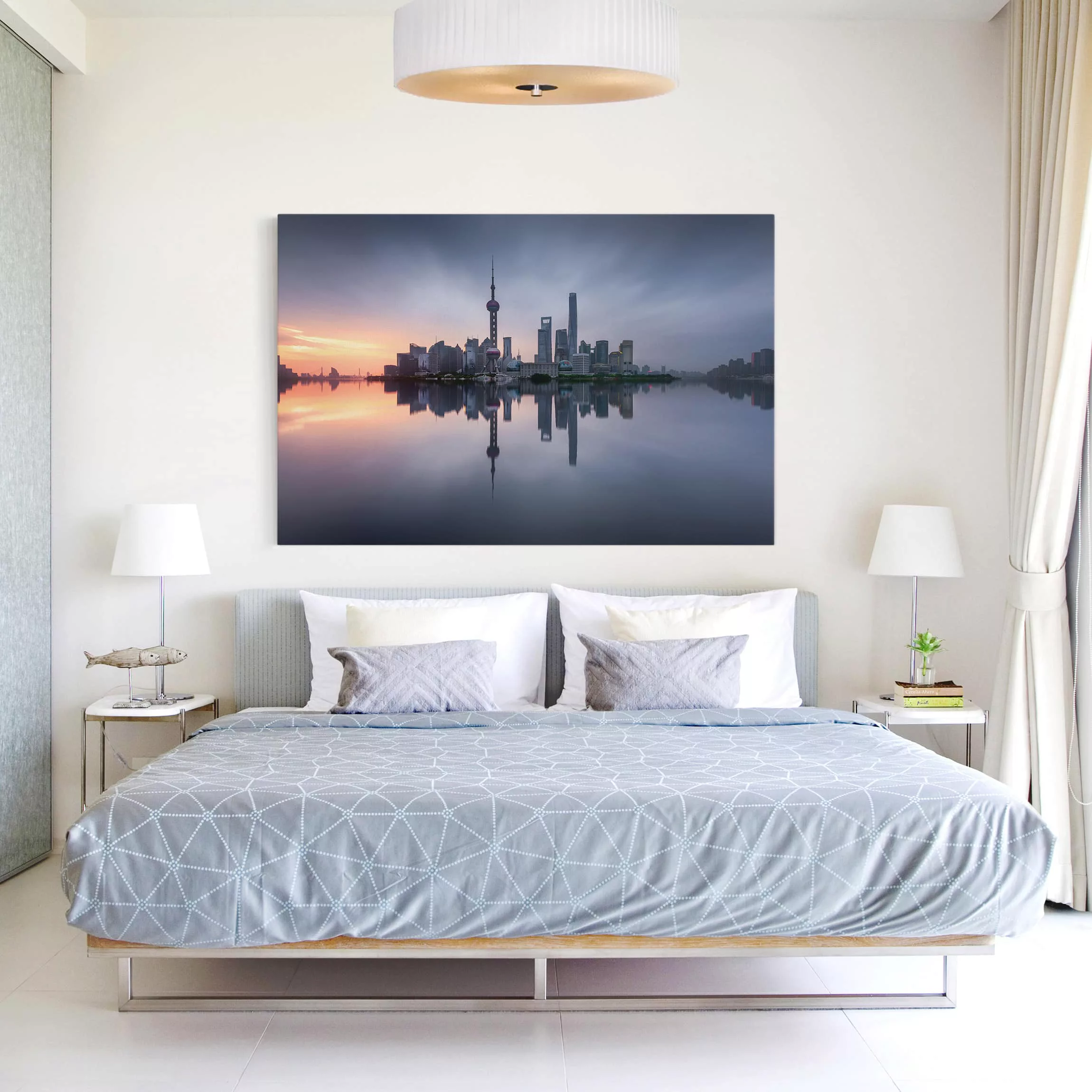 Leinwandbild Architektur & Skyline - Querformat Shanghai Skyline Morgenstim günstig online kaufen