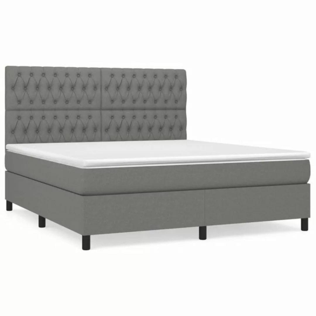 vidaXL Bettgestell Boxspringbett mit Matratze Dunkelgrau 180x200 cm Stoff B günstig online kaufen