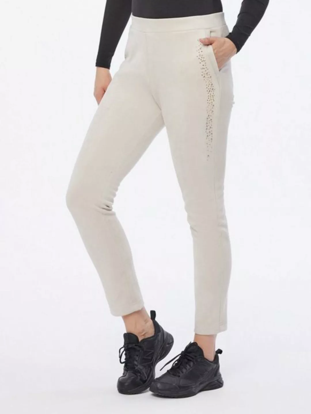 MONACO blue Lederimitathose Treggings koerpernah in Velourlederoptik günstig online kaufen