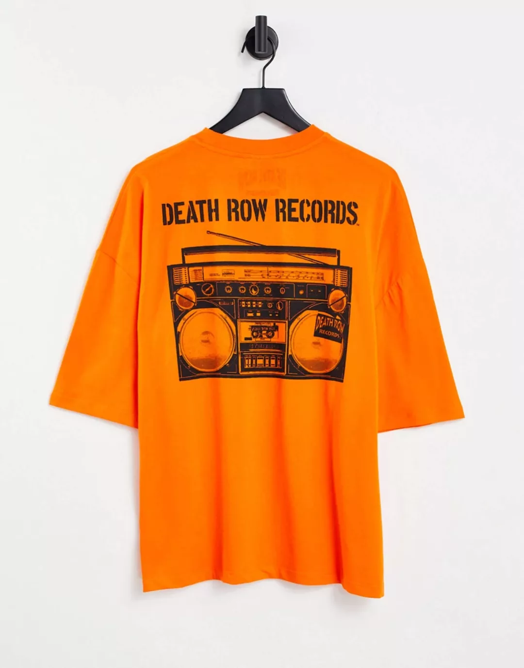 ASOS DESIGN – Oversize-T-Shirt in Orange mit „Death Row Records“-Print günstig online kaufen