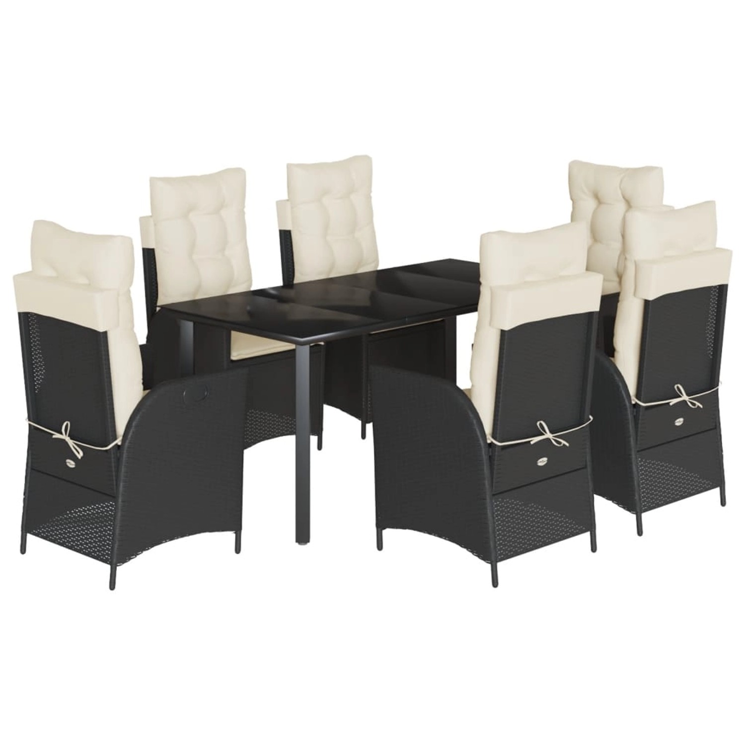 vidaXL 7-Tlg Garten-Essgruppe mit Kissen Schwarz Poly Rattan 3213170 günstig online kaufen