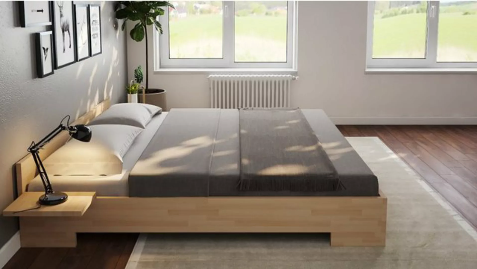 bv-vertrieb Massivholzbett Doppelbett Massivholz Buche unbehandelt Ehebett günstig online kaufen