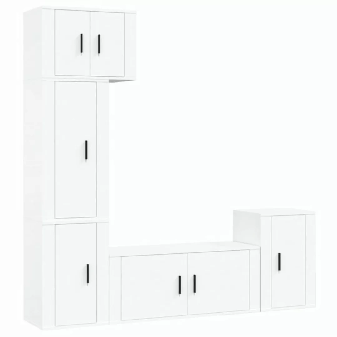 furnicato TV-Schrank 5-tlg. TV-Schrank-Set Weiß Holzwerkstoff günstig online kaufen