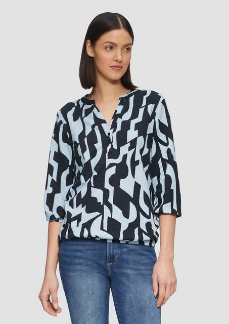 s.Oliver 3/4-Arm-Shirt Strukturiertes Blusenshirt mit All-over-Print günstig online kaufen