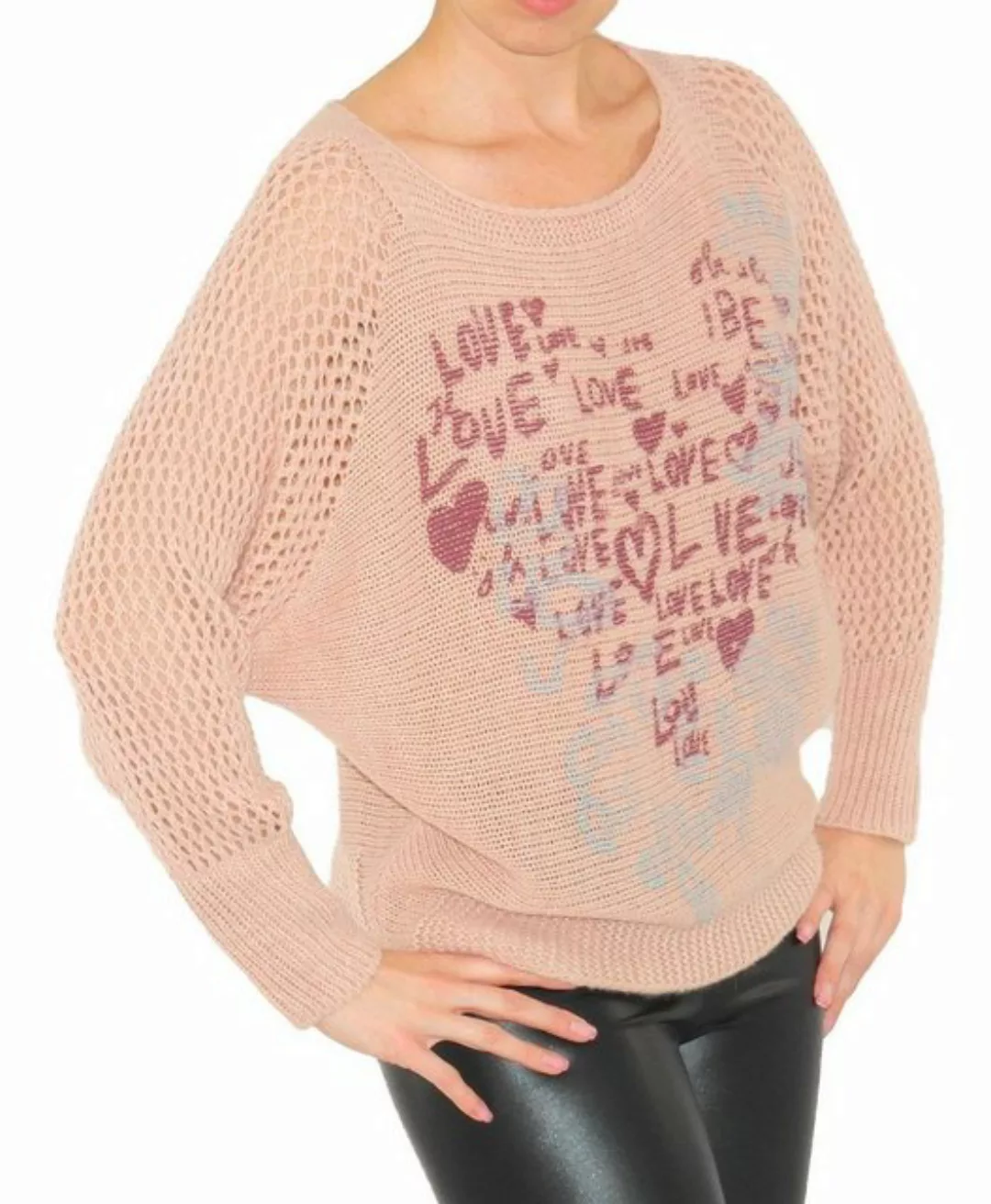 YESET Longpullover Pullover Strick Pulli Love-Blumen Top-Netz leicht Wolle günstig online kaufen