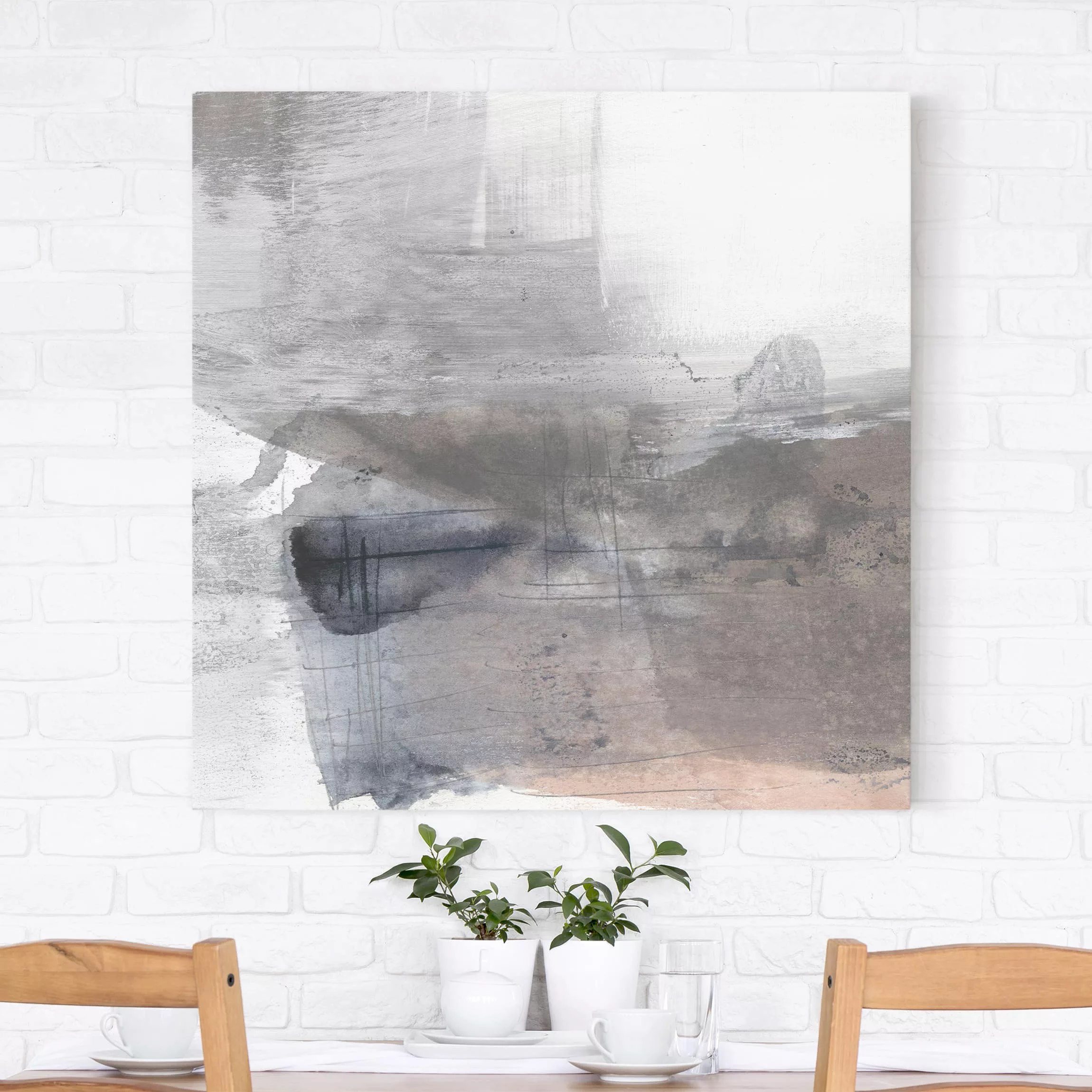 Leinwandbild Abstrakt - Quadrat Schattierungen in Sepia II günstig online kaufen