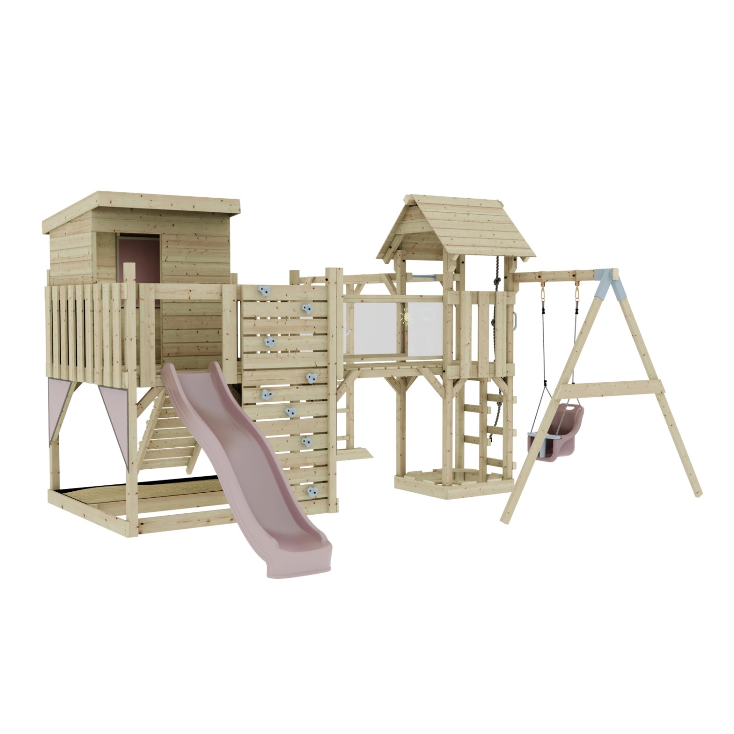 OutdoorToys Spielturm Lene mit Babyschaukel Altrosa günstig online kaufen