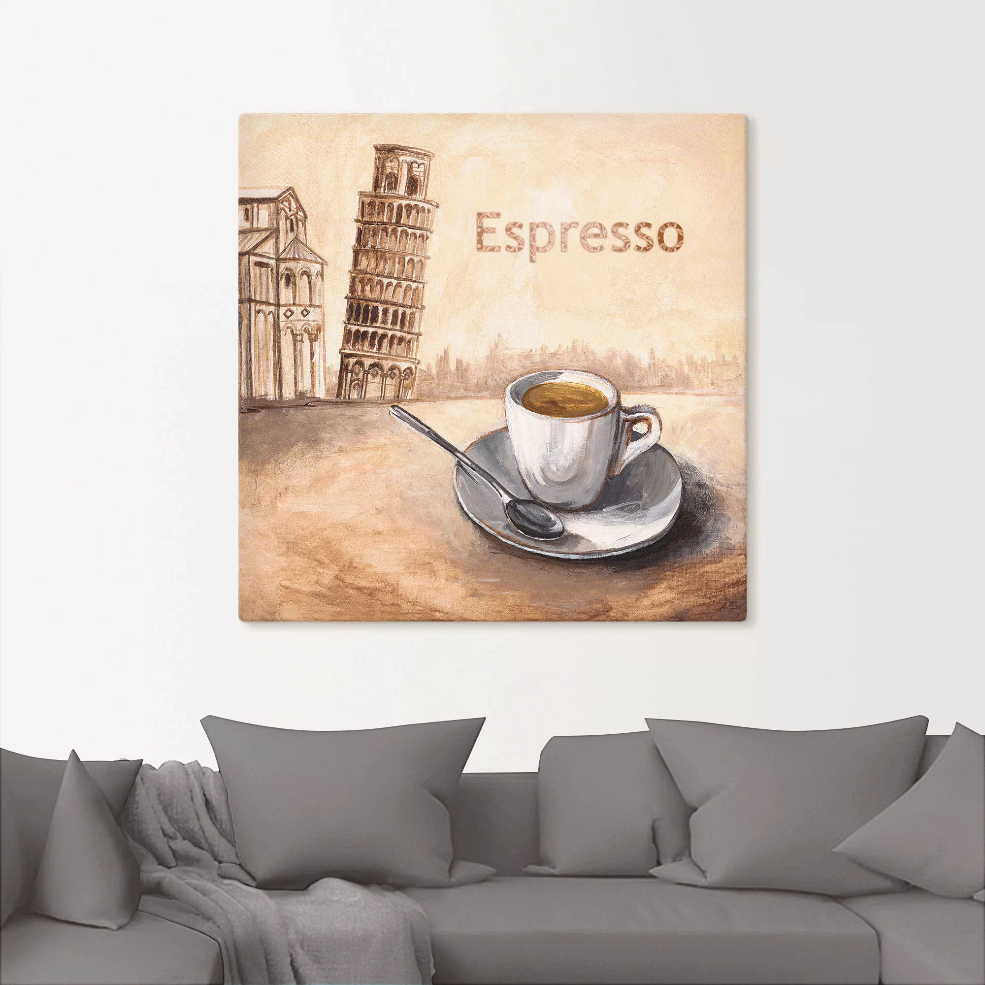 Artland Wandbild »Espresso in Pisa«, Kaffee Bilder, (1 St.), als Leinwandbi günstig online kaufen