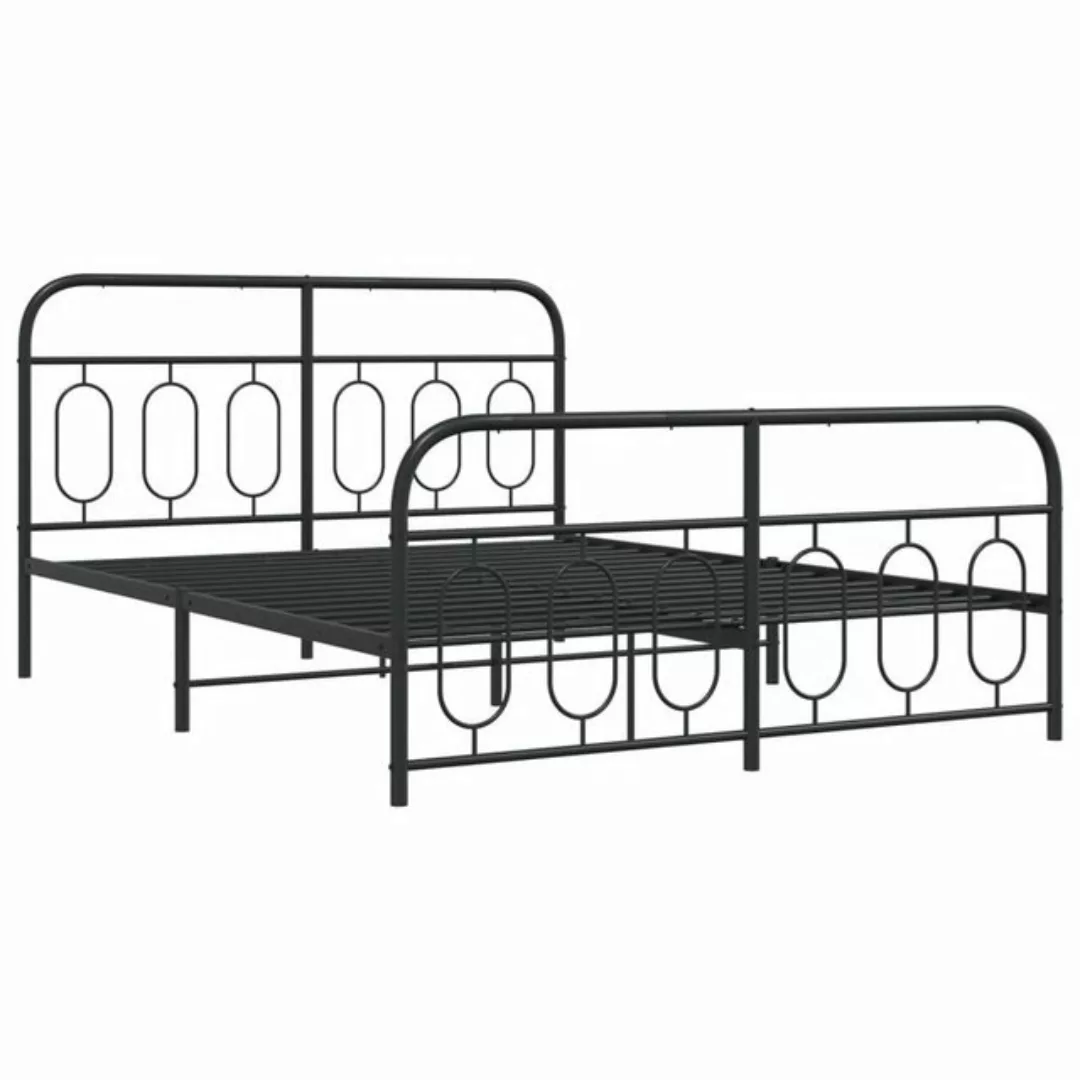 vidaXL Bett Bettgestell mit Kopf- und Fußteil Metall Schwarz 140x200 cm günstig online kaufen