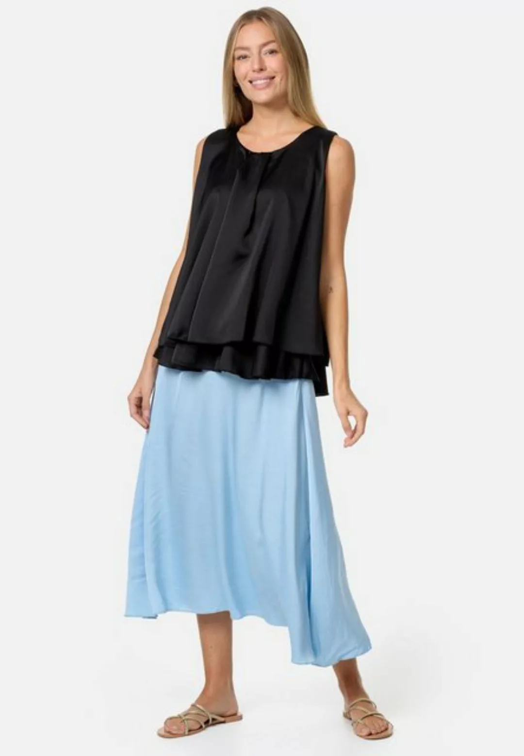 PM SELECTED Blusentop PM30 (Sommerlicher Sleeveless Overlay Satin Top in Ei günstig online kaufen