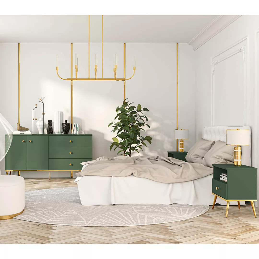 Wohnzimmermöbel grün FASANO-131, modern, 3-teilig mit TV-Lowboard günstig online kaufen