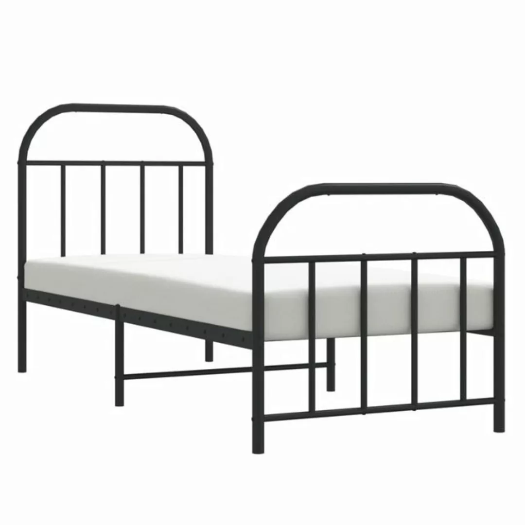 vidaXL Bett Bettgestell mit Kopf- und Fußteil Metall Schwarz 75x190 cm günstig online kaufen