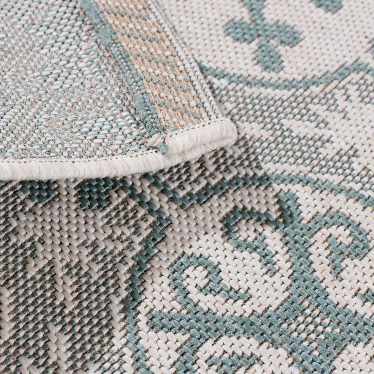 Teppich Modern Etno wool/ spa blue 120x170cm, 120 x 170 cm günstig online kaufen