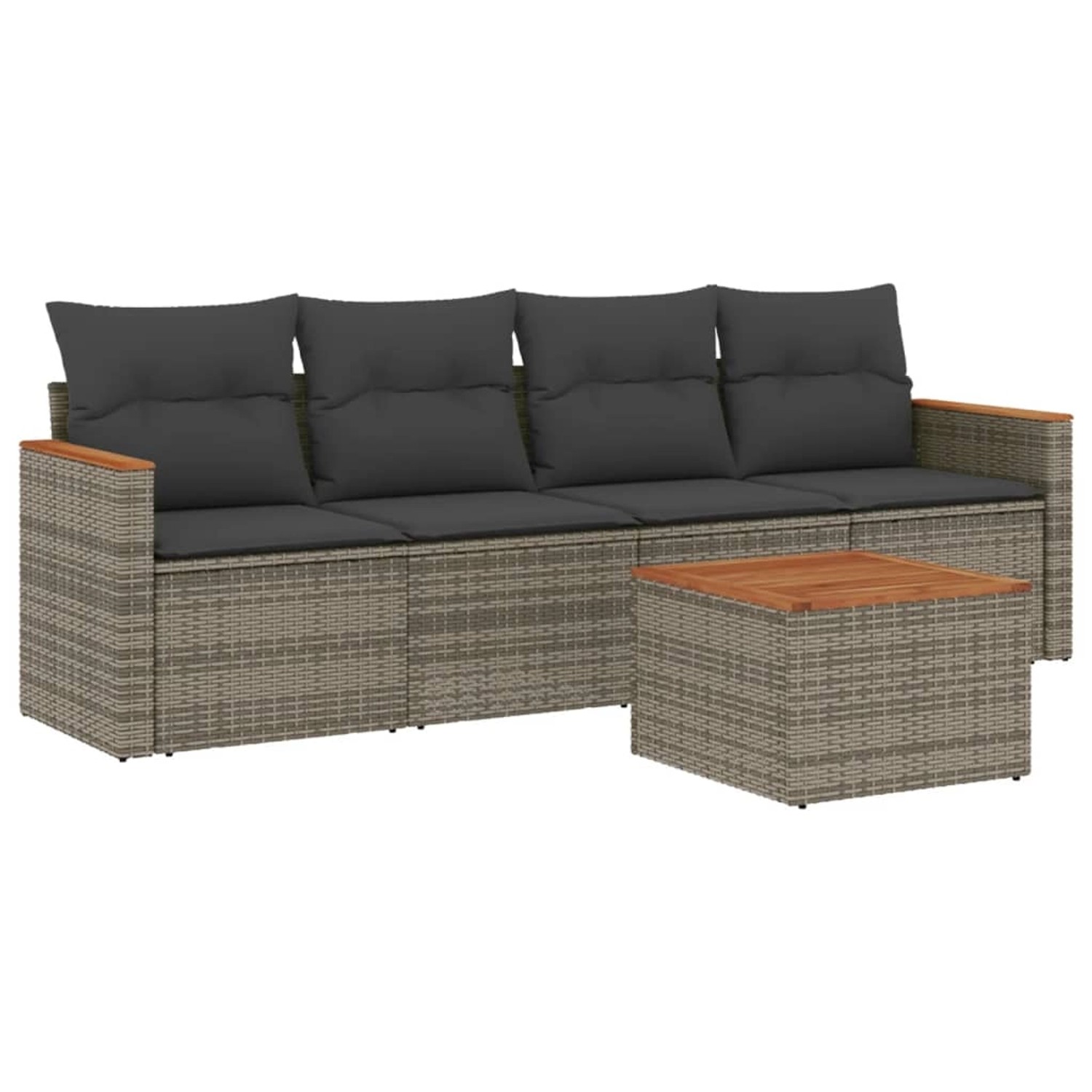 vidaXL 5-Tlg Garten-Sofagarnitur mit Kissen Grau Poly Rattan 3258182 günstig online kaufen