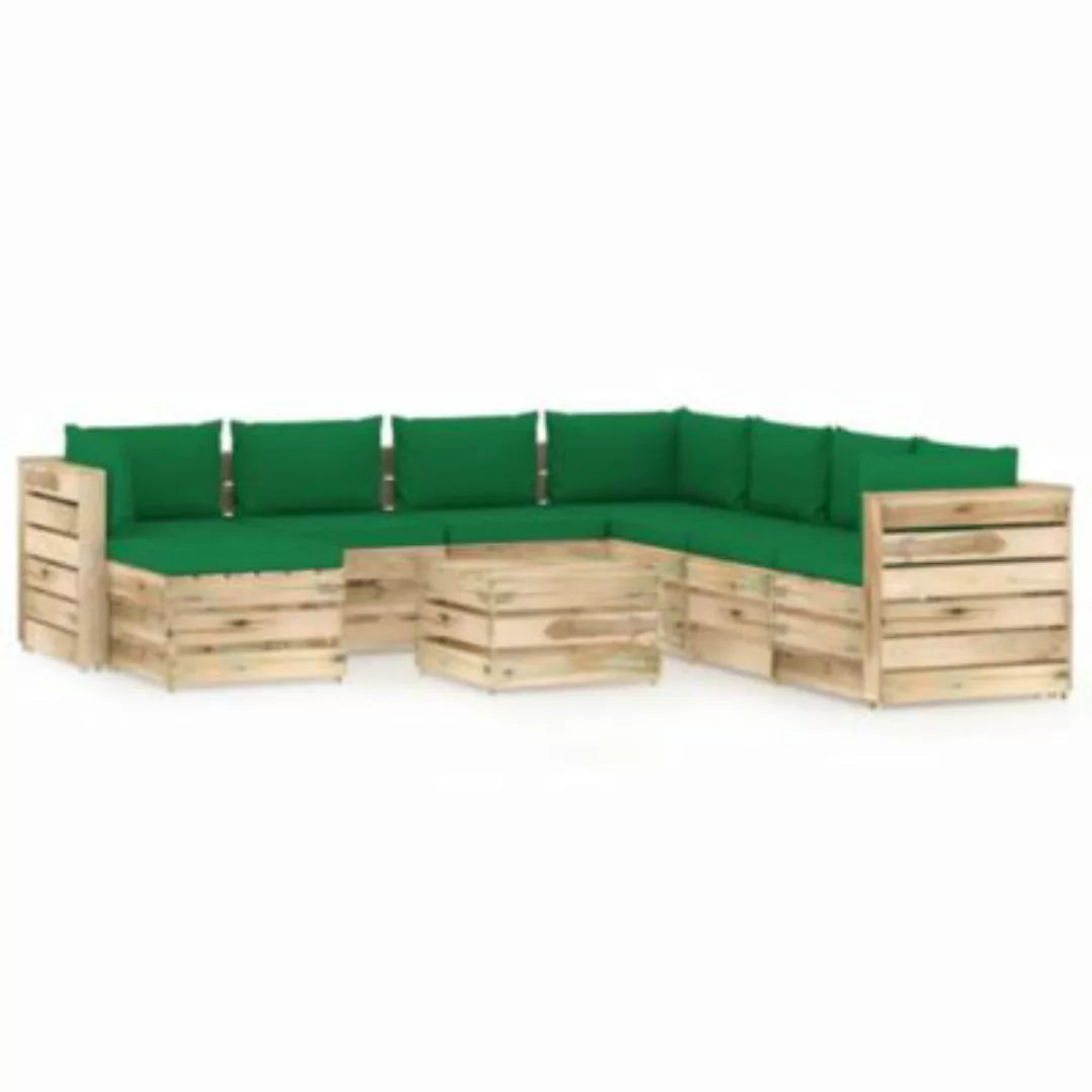 9-tlg. Garten-lounge-set Mit Kissen Grün Imprägniertes Holz günstig online kaufen