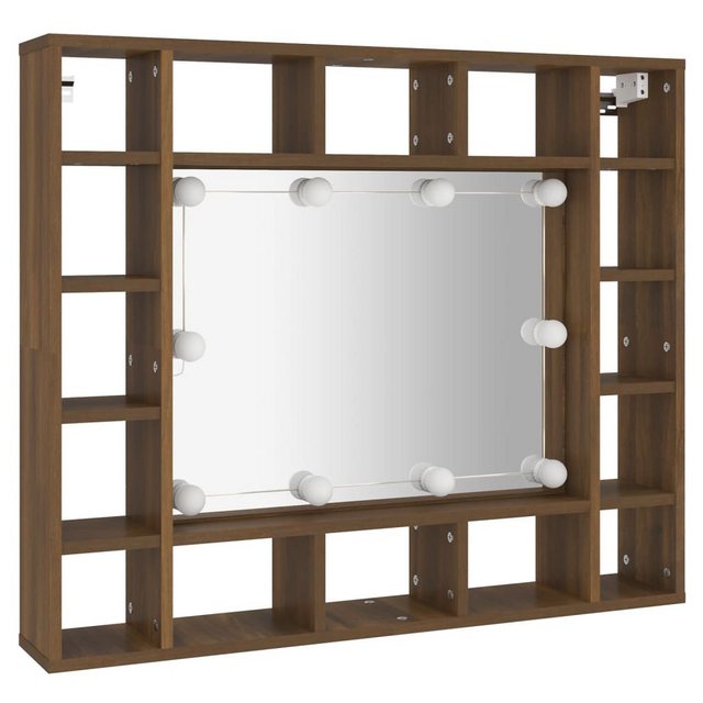 vidaXL Badezimmerspiegelschrank Spiegelschrank mit LED Braun Eiche-Optik 91 günstig online kaufen
