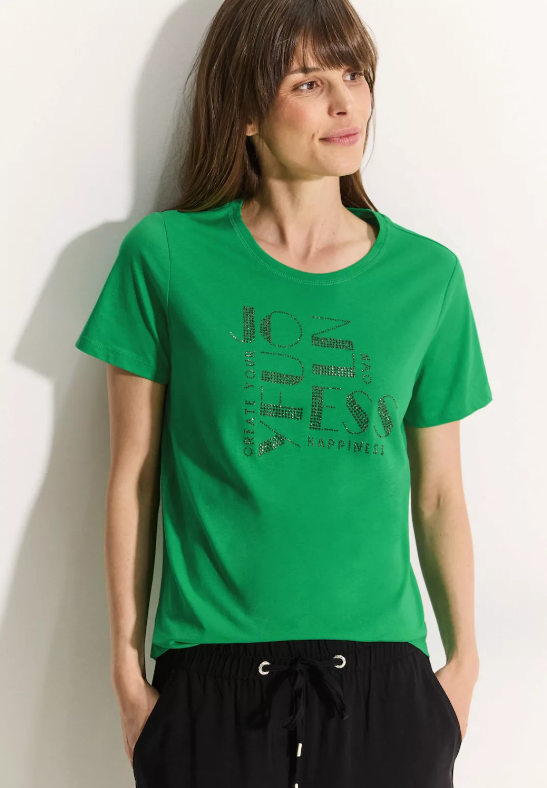 Cecil T-Shirt mit Wording aus Steinchen günstig online kaufen