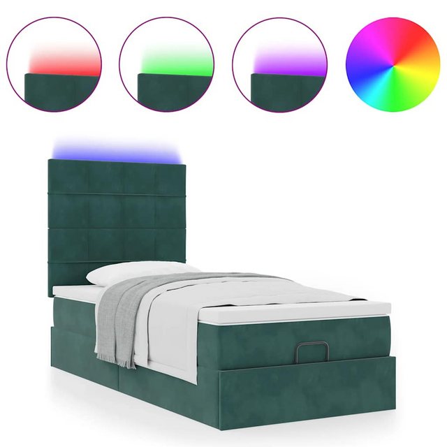 vidaXL Bett Ottoman-Bett mit Matratzen & LEDs Dunkelgrün 80x200 cm Samt günstig online kaufen